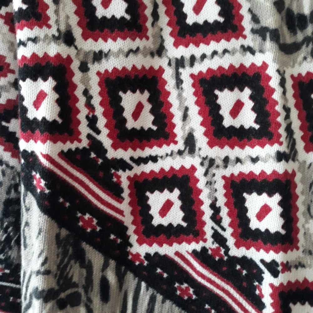 Chicos Sz 1 (MEDIUM) Tribal Chevron Lacey Open Front Cardigan Sweater Soft Knit - Picture 6 of 8